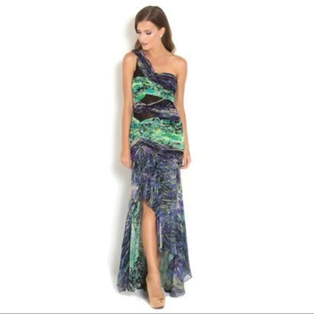 BCBG MaxAzria Runway Freesia One Shoulder Gown (size XS)